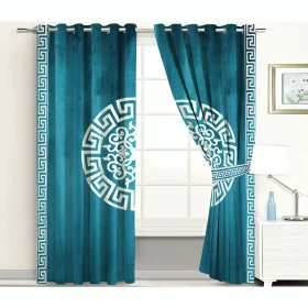 Luxury Velvet Center Motive Curtains Pair