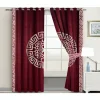 Luxury Splendid Velvet Curtain - Dark Red And White